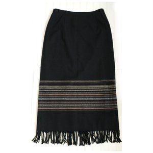 Dress Barn Black Wool Fringed Blanket Skirt Sz 10